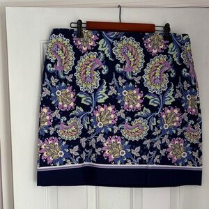 Talbots Navy Floral Paisley A-Line Skirt